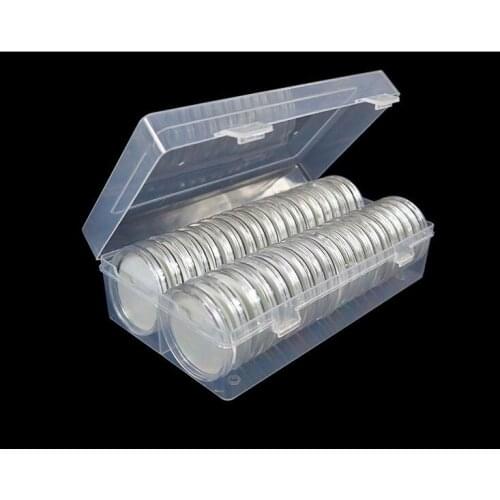 20sets Clear Round 41mm Direct Fit Coin Capsules Holder Display Collection Case With Storage Box For 1 oz American Silver Eagles