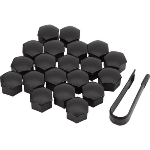 20Pcs 21Mm Car Tire Wheel Bright Black Bolt Nut Covers W/Removal Key Fit for Tesla Model S 12-17