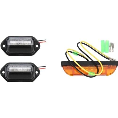 2X 12V Led License Plate Tag Light with 6 LED Clearance Side Marker Light Indicator Lamp Strip