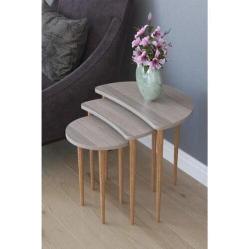 3 Piece Zigon and Service Table 1st Class Chipboard 100% Natural Wood Legs Remaks Moon Cordoba Free Fast Shipping From turkey