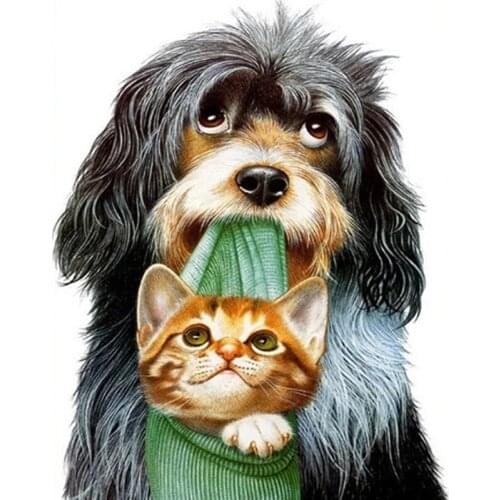 5d Diamond Painting Dog Broderie Diamant Animal Cross-Stitch European And American Style Home Decor Round wall decor painting