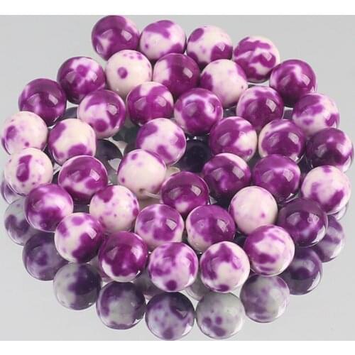 Natural Stone Purple White Dots Rain Jaspers Round Loose Beads for Jewelry Making DIY Woman Bracelet Necklace 4/6/8/10/12mm