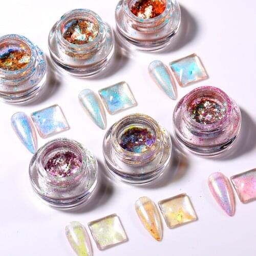 Chameleon Aurora Glitter Flakes Irregular Aluminum Foil Sequins UV Gel Polish DIY Chrome Powder For Nails Manicuring Decoration
