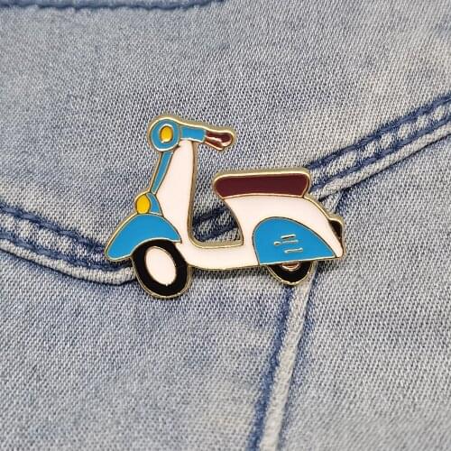Jewelry Brooches & Pins Retro Blue Motorcycle Brooch Hard Enamel Metal Pins Cartoon Jewelry Gift