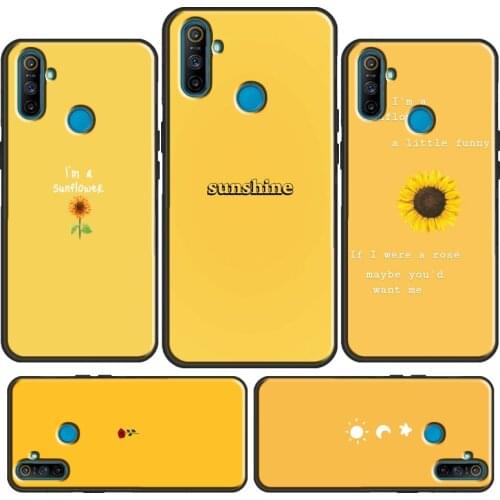 Sun Flower Yellow Aesthetic Case For OnePlus 7 8 Pro Nord For Realme C3 7 6 Pro X2 X7 X50 XT OPPO Reno4 Pro Coque