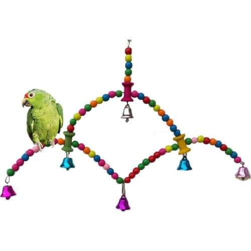 Wood Perch Bird Swing Toy for Parrot Budgie Parakeet Cockatiel Conure Lovebird Finch Cockatoo African Grey Cage Accessories