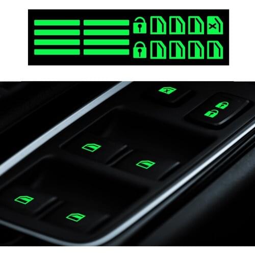 For Volkswagen Renault Nissan Toyota Honda Ford Mitsubishi Kia Hyundai Chevrolet Car Door Lift Window Luminous Button Sticker