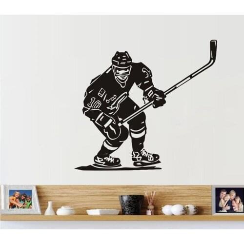 Home Decor Ice Hockey Goalkeeper Silhouette Vinyl Wall Decal Self Adhesive Home Wallpaper Kids Boys Room Decor Mural M-127