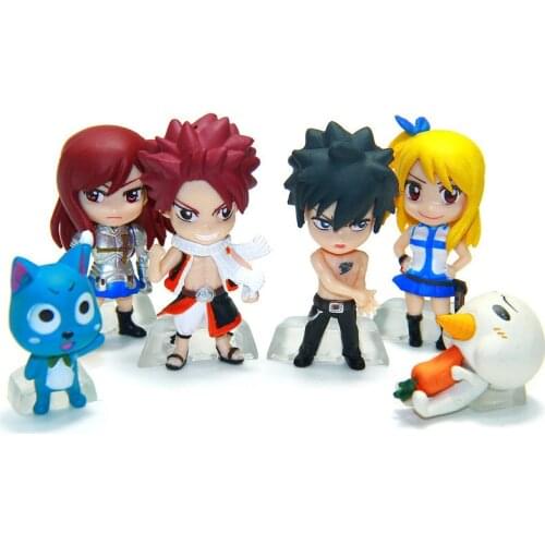6PCS/Lot 5-8CM High Fairy Tail Anime PVC Action Figure Retail Keychain Key Chain Doll Toy