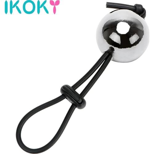 IKOKY Cock Rings With a Metal Ball Silicone Male Penis Extender Enlargerment Erotic Time Delay Ejaculation Sex Toys for Men