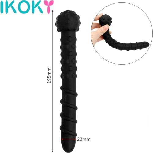IKOKY Long Silicone Anal Plug Butt Plug Anal Stimulation Dildo Prostate Massager Sex Toy For Women Men 7.7 inch