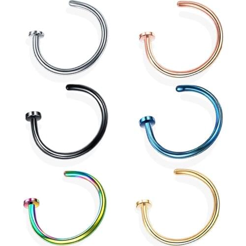 1pc 6/8/10mm Punk Stainless Steel Fake Nose Ring C Clip Lip Ring Earring Helix Rook Tragus Faux Septum Body Piercing Jewelry