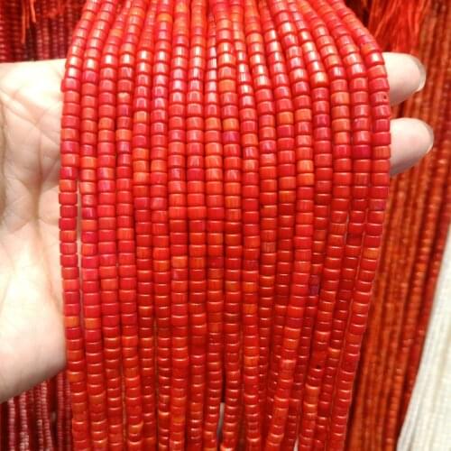 3X4mm Coral Beads DIY Loose Spacer Red Coral Heishi Bead For Jewelry Making Bracelet Necklace Strand 15