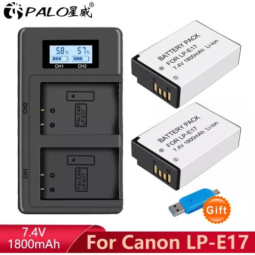 LPE17 LP E17 LP-E17 Battery + LCD USB Dual Charger for Canon EOS 200D M3 M6 750D 760D T6i T6s 800D 8000D Kiss X8i Cameras