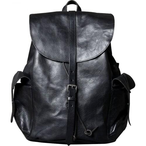 Men Backpack Travel Backpack Male Schoolbag Vegetable Tanned Cowhide Retro New Original Large Capacity Handmade Genuine Leather