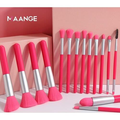 MAANGE 15pcs Neon Makeup Brushes Set Eye Shadow Powder Foundation Brush Makeup Best Blending Concealer Colourful Cosmetic Tools