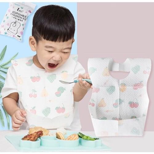 Disposable Bibs One Time Suitable For Babies 10 Pieces/Pack Non-Woven Fabric Simplicity Convenience Anti-Dirty Soft Light Fruit