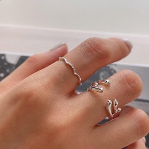 Authentic 925 Sterling Silver Fine Jewelry Wave Ring Adjust