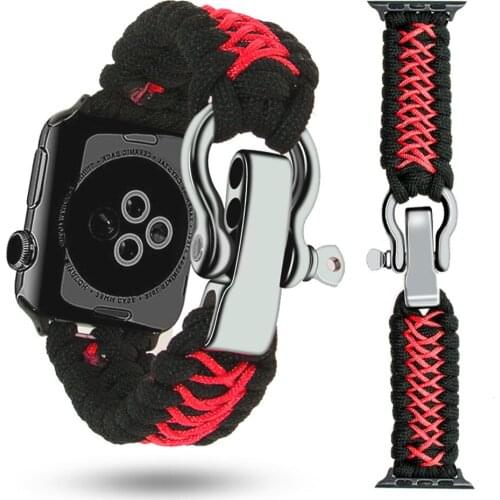 For Apple Watch Band Series 6/5/4/3/2/SE Woven Nylon Strap Durable Metal Safety Buckle Bracelet Belt for iWatch 38/42MM 40/44MM