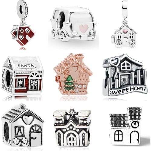 House charms fit original pandora bracelet & bangle accessories diy family bead for women fashion jewelry gift