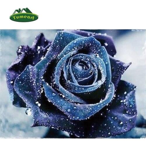Rhinestone painting crystals Home Decor DIY Diamond painting Rose Blue Color 3D cross stitch mosaic pattern diamond embroidery