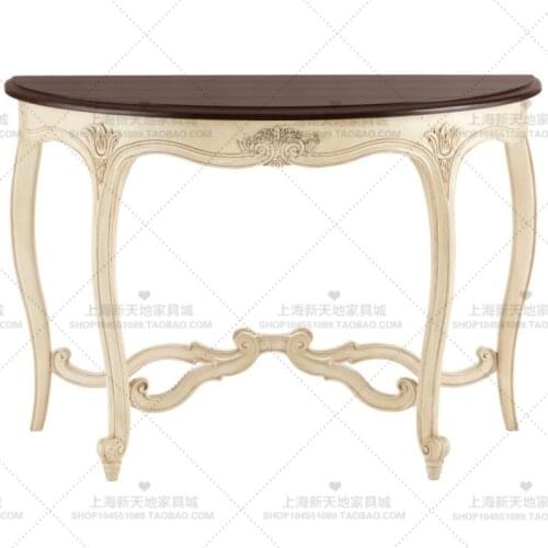 Zq American Country Solid Wood Console Tables French Elephant Sofa Tables Carved Half round Table