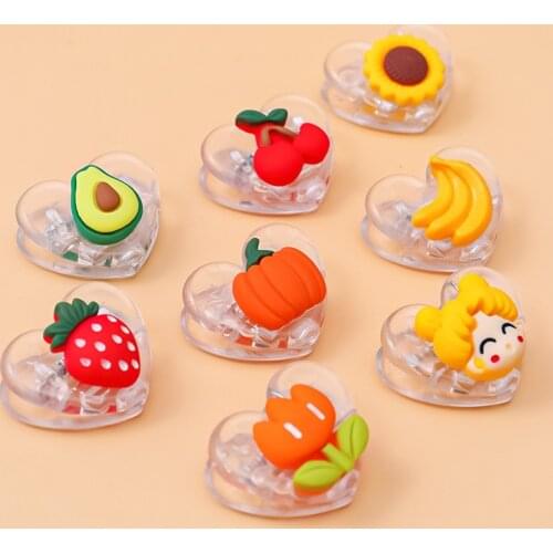 1 Piece Cute transparent Heart Modelling Fruit Clip Office Lady Style School Stationery Photo Decorative Supply Stationery