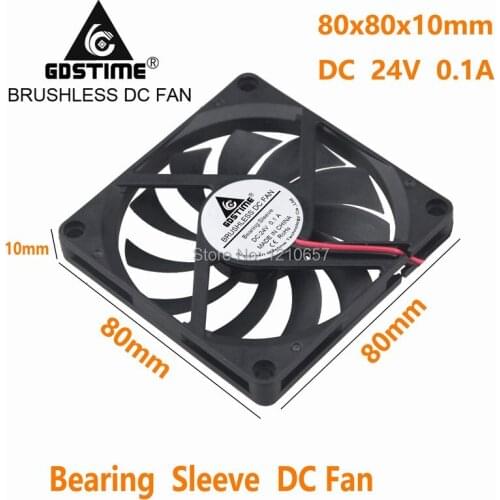 10 Pieces LOT Gdstime 8010s DC 24V 2Pin 80mm 8cm 80x10mm Brushless Electric Motor Cooling Fan