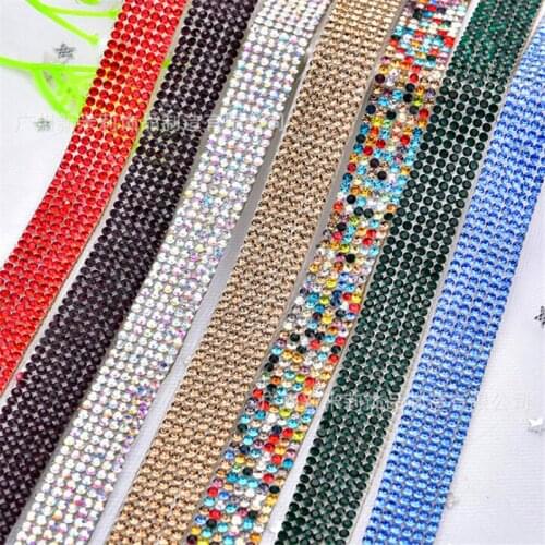 12mm width x 5yards length, ss6 Hot melt glue hot-fix Rhinestones sticker Trimming hot-fix rhinestones HH144