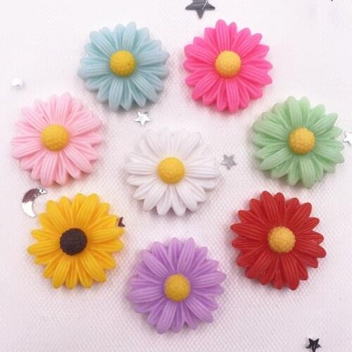 20pcs Resin Chrysanthemum Flower Flatback Cabochon Stone Miniature DIY Scrapbook Craft home decor Accessories OH00