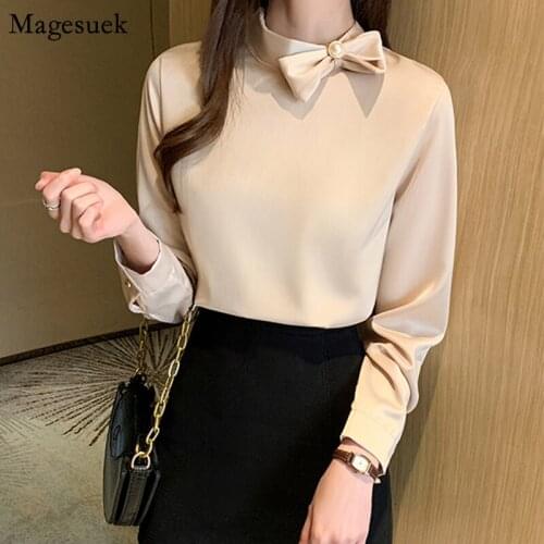 2021 Autumn Long Sleeve Chiffon Blouse Women Office Lady Pullover Solid Blouses Women Casual Straight White Shirt Blusas 10495