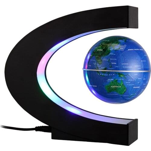 3 InchC shape LED World Map Floating Globe Magnetic Levitation Light Antigravity magic/novel light Xmas Birthday Gift Home Decor