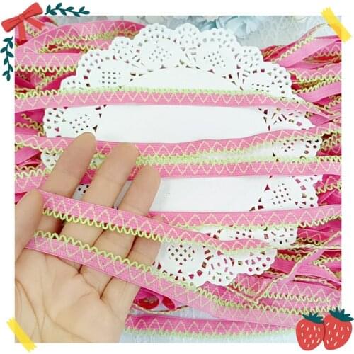 5Yards Elastic Ribbon Heart Dark Pink Elastic Band For Sewing Lace Trim Waist Band Garment Doll Dress Accessory