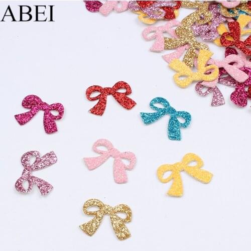 50pcs Mini Cartoon Bow Patch Glitter Bows Patches DIY Headwear Craft Material handmade Sewing Garments Clothes Ornaments