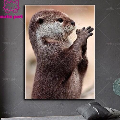 DIY Diamond Painting Full Square Otter Cross Stitch Diamond Embroidery Animals Needlework Round Drill 5D Home Decor Living Room