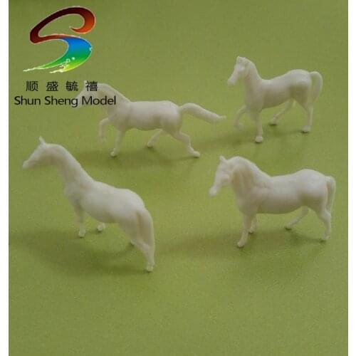 AN8702B 1:87 UnPainted White Farm Animals Horses HO Scale