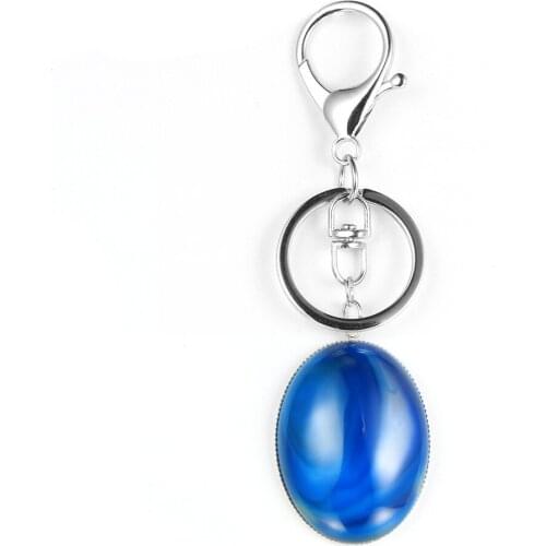 Natural Gem Stone Blue Onyx Pendant Key Rings Tiger Eye Amethysts Lobster Clasp Key Chain Silver Color Keychains Fashion Jewelry