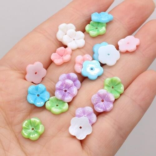 New 1pc Natural coral Sculpture Flower shape Cabochon Half hole beads for Making Jewelry DIY Stud earring Loose Beads 8x10mm