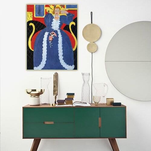 Citon Henri Matisse《The Large Blue Robe and Mimosas》Canvas Art Oil Painting Artwork Picture Wall Decor Backdrop Home Decoration