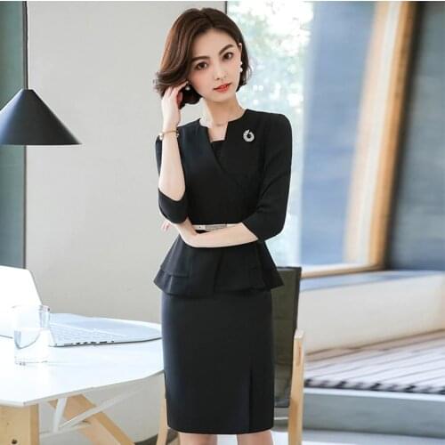 Business Suits,Women Civility Formal Skirt Suits,Office Lady Suit Set,Korean Version Interview Formal Clothes,F19