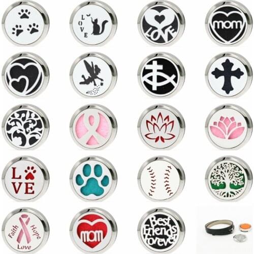 Tree of life Diffuser locket Stainless Steel Essential Oil Perfume Locket slide locket fit bracelet 10 Pads random (no bracelet)