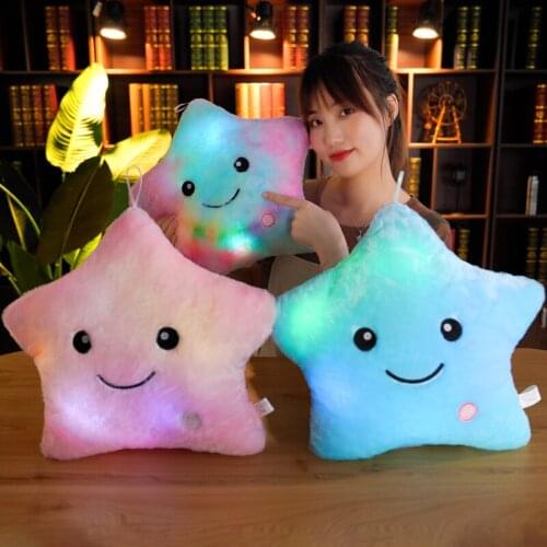Hot Sale 40*35cm Stuffed Luminous Dolls Soft Lighting Pillow Star Heart Light Colorful Pillows Cushion Office Popular Plush Toys