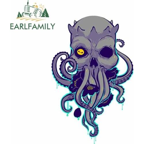 EARLFAMILY 13cm x 8.4cm for Lovecraft Skull Anime Car Sticker Waterproof Sunscreen Decal Personality Surfboard Trunk Car Styling