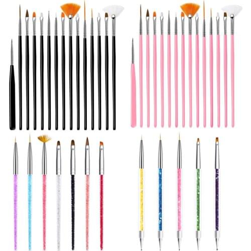100 Sets Nail Brush For Manicure Nail Gel 15Pcs/Set Brush For Nail Art Brush For Gradient For Gel Nail Polish Painting Drawing