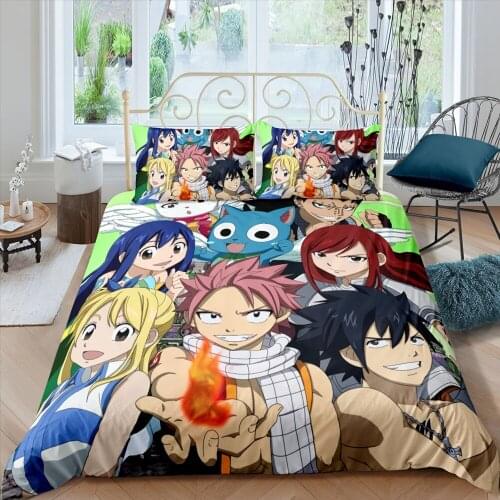 Anime Fairy Tail 3D Duvet Cover with Pillow Cover Bedding Set Single Double Twin Full Queen King Bed Set for Bedroom Decor