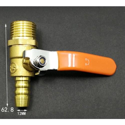 DN15 1/2" BSP Male To 12mm Hose Barb Brass Ball Valve Air Fuel Gas With Long Handle