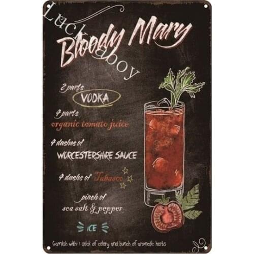 [] Mai Tai Bloody Mary Negoni Cocktail Metal Signs Home Decor Vintage Tin Signs Pub Home Decorative Plates AL036