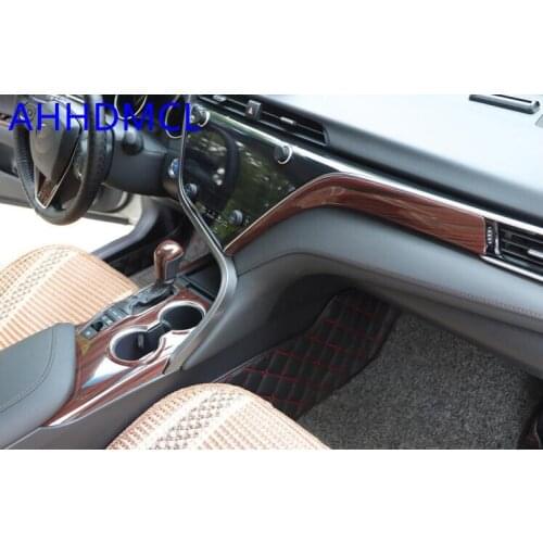 Car Interior Mouldings Modification Decorative Trim Frame Interior Sequins Wooden Color For Camry VIII 2018 2019
