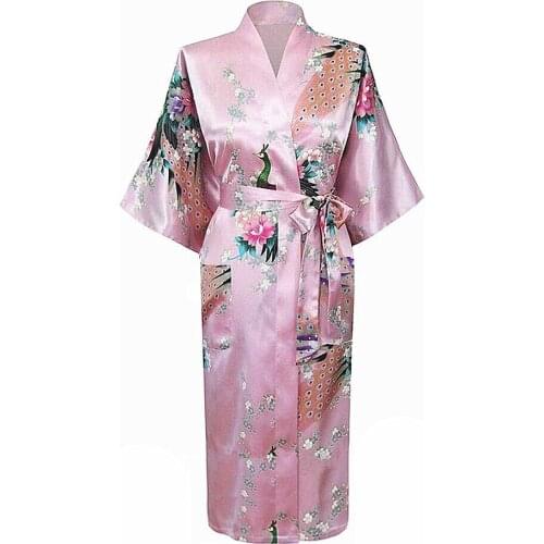 Most Popular Pink Chinese Women Robe Kimono Bath Gown Lady Summer Silk Rayon Nightgown Mujer Pijama Size S M L XL XXL XXXL Zh01L