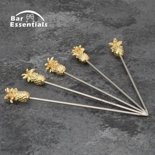 10Pcs Cocktail Pick Stainless Steel Fruit Sticks Bar Tools Drink Stirring Sticks Martini Pick Party Accessory